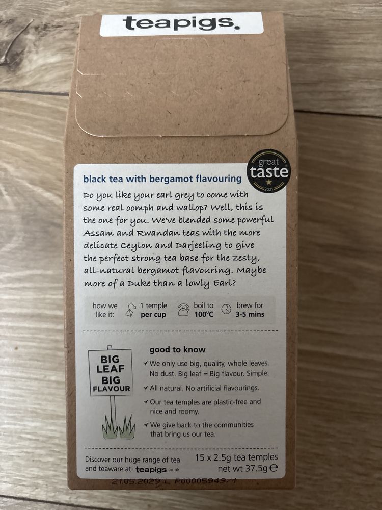 Herbata teapigs earl grey strong 15 piramidek