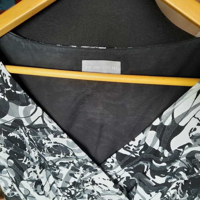 Letnia biało-czarna Sukienka kopertowa bez rękawów Per Una 42