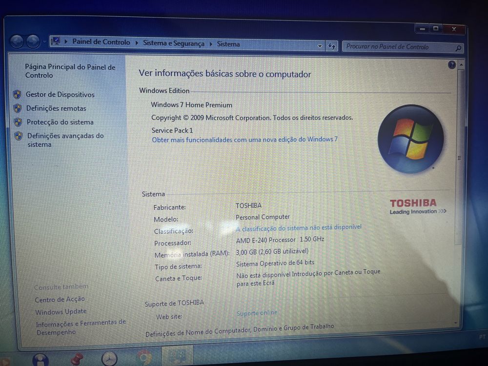 pc toshiba com carregador