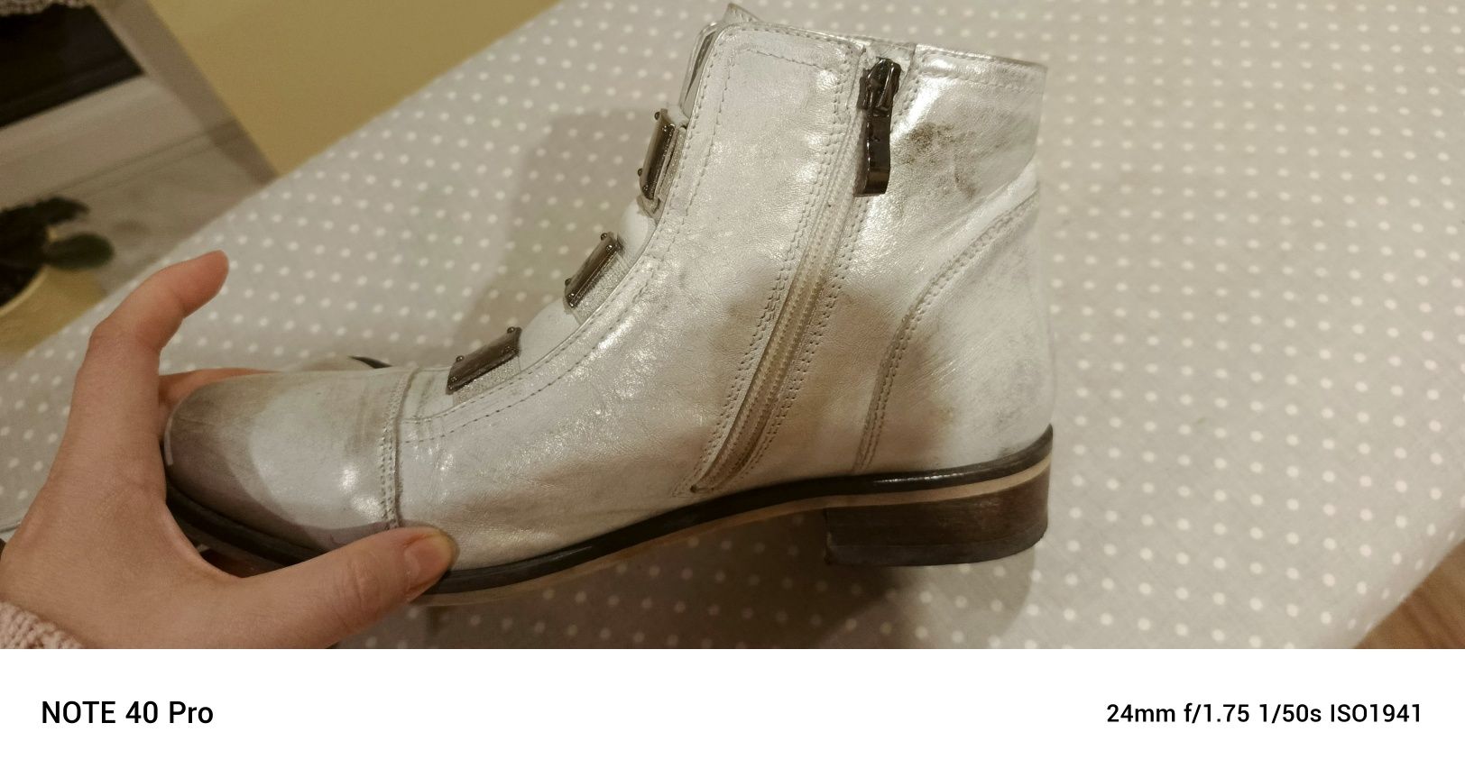 Botki srebro skóra 38 okazja