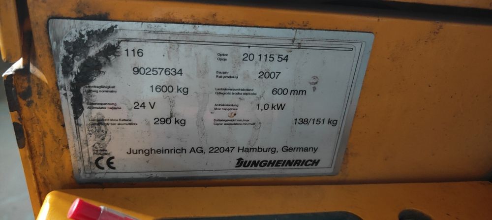 Jungheinrich EJE 116 wózek paletowy elektryczny ładowrka