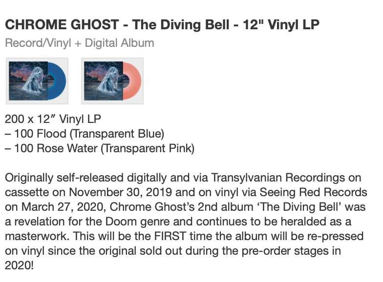 Kolorowy winyl Chrome Ghost – The Diving Bell Limit 100 Nowa! Unikat!