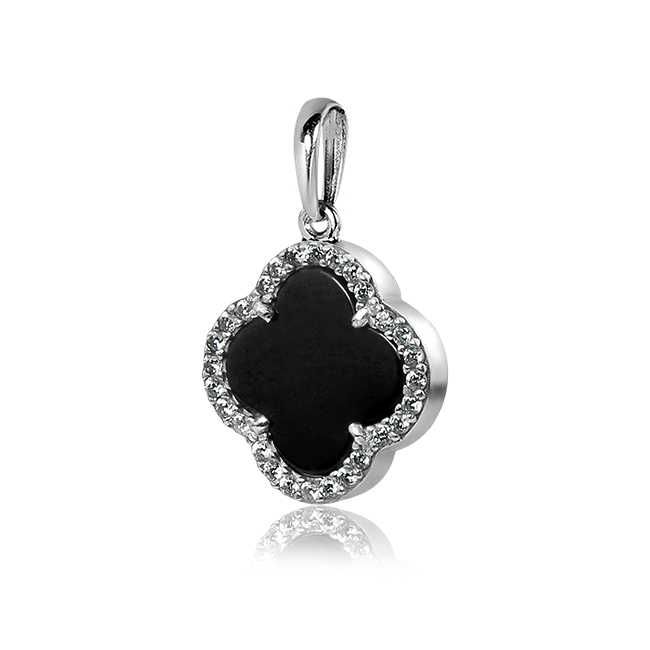 Срібні сережки браслет комплект Van Cleef з оніксом Ван Клиф 925 проби