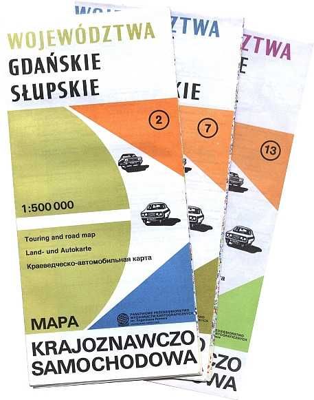 Mapa krajoznawczo samochodowa Polski 1 : 500 000 zestaw 5 map