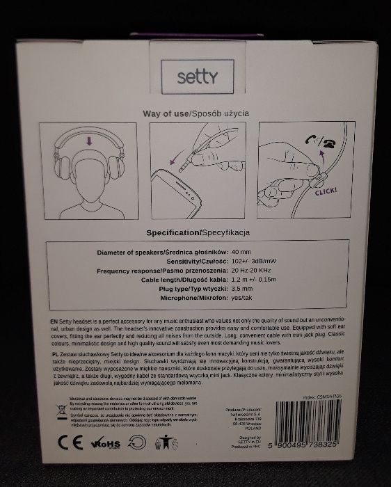SETTY Stereo Headset Słuchawki