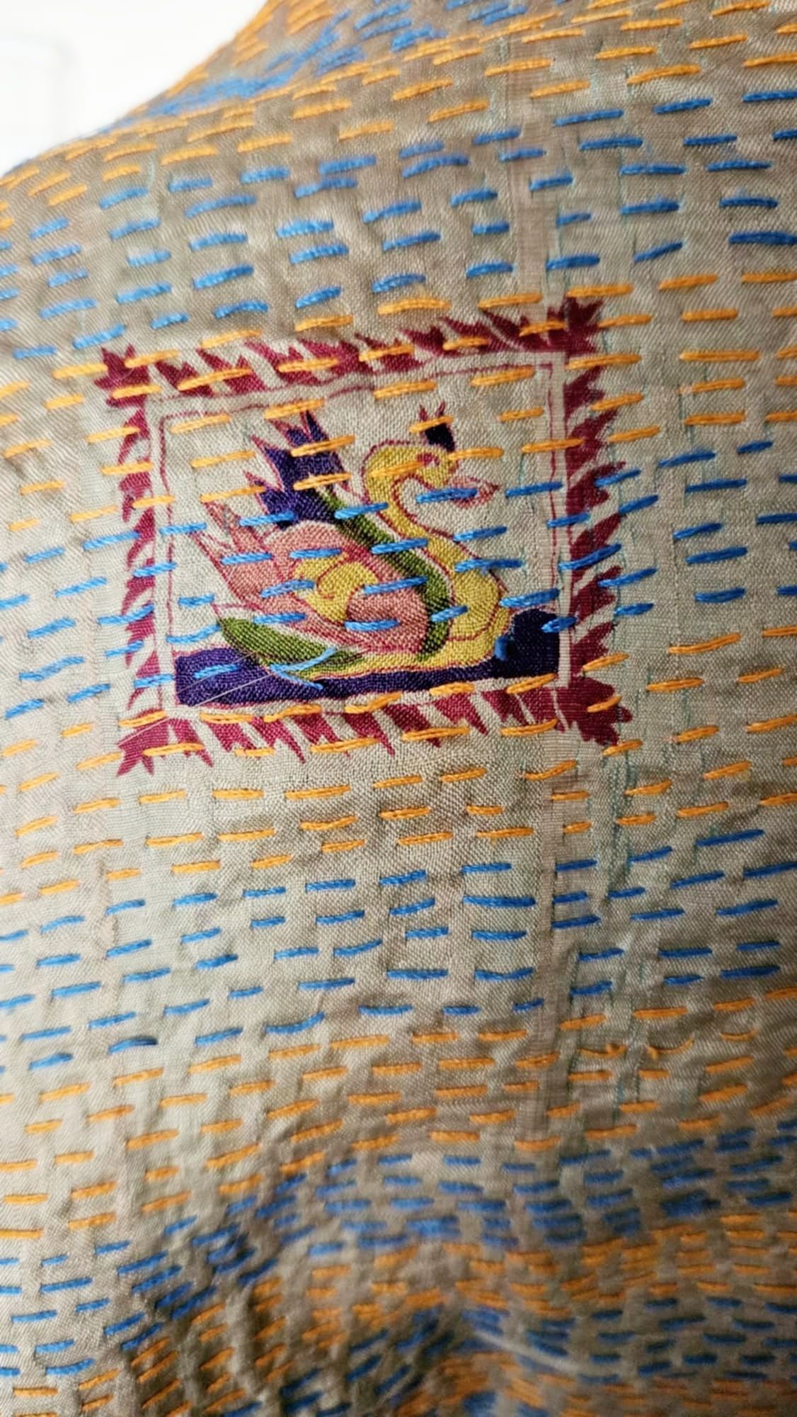 Piękny jedwabny szal indyjski długi hafty wzory jedwab 100% silk