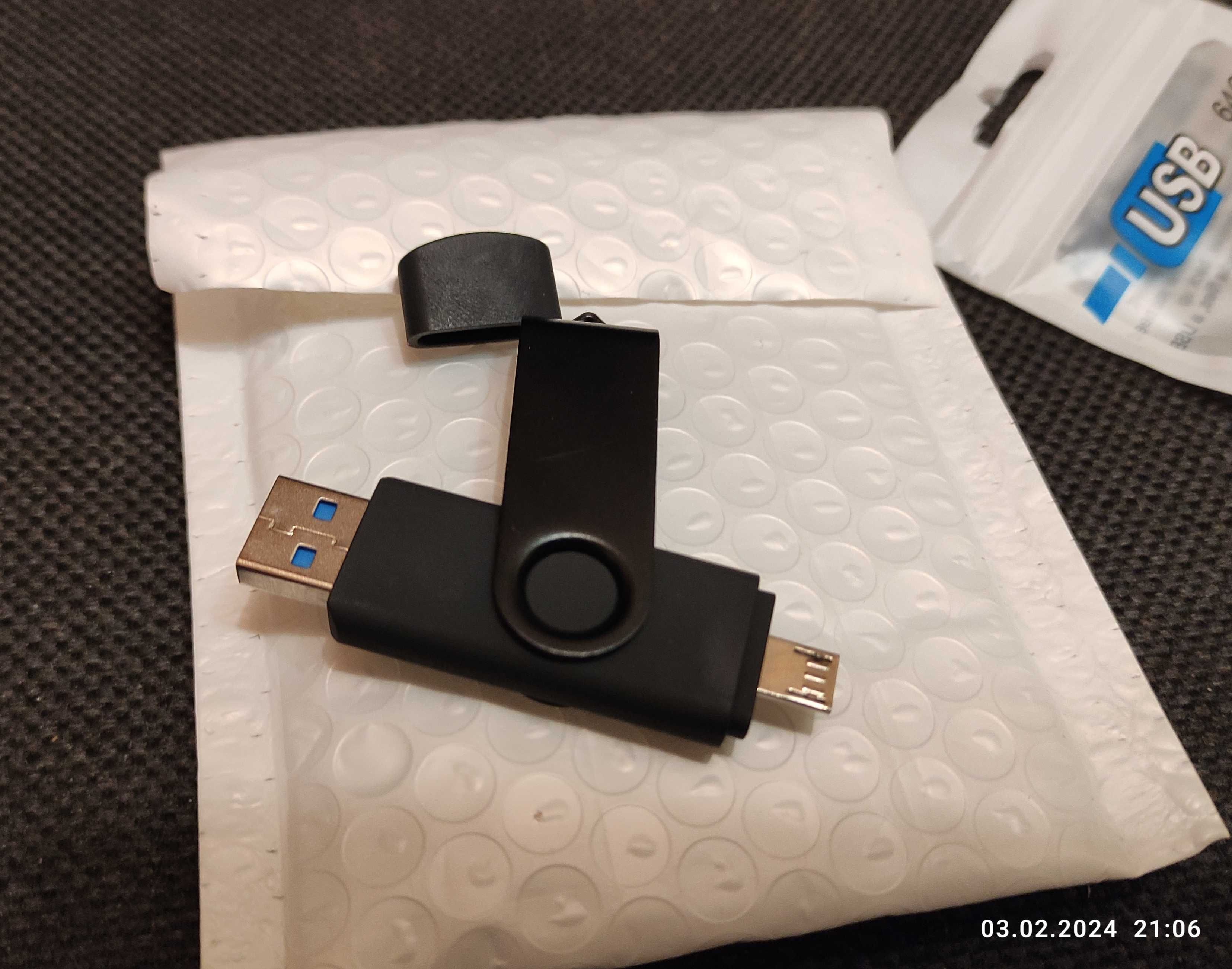 Флешка 64гб.Флеш-накопитель Bliksem 64 ГБ с OTG MicroUSB скоростная