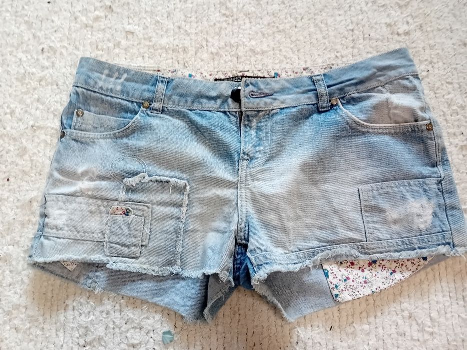 #Bershka krótkie spodenki jeansowe niebieskie  szorty