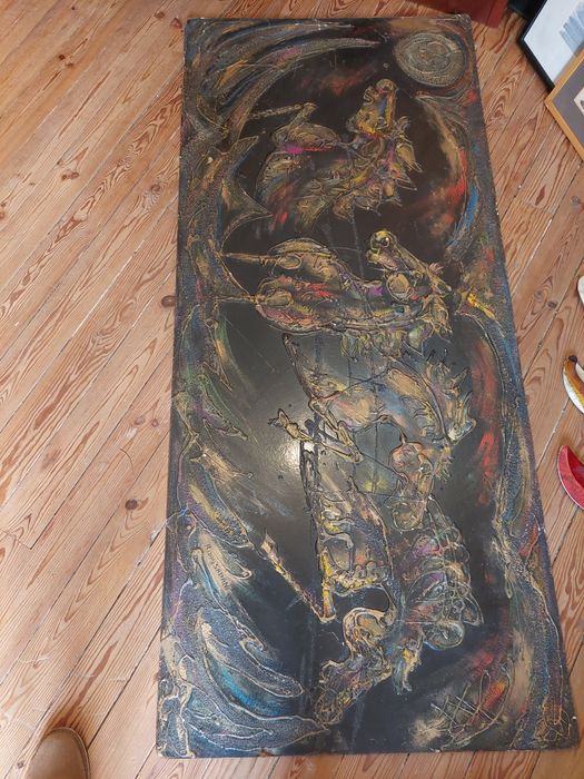 Grande quadro assinado acrílico platex ridha sadani pintura