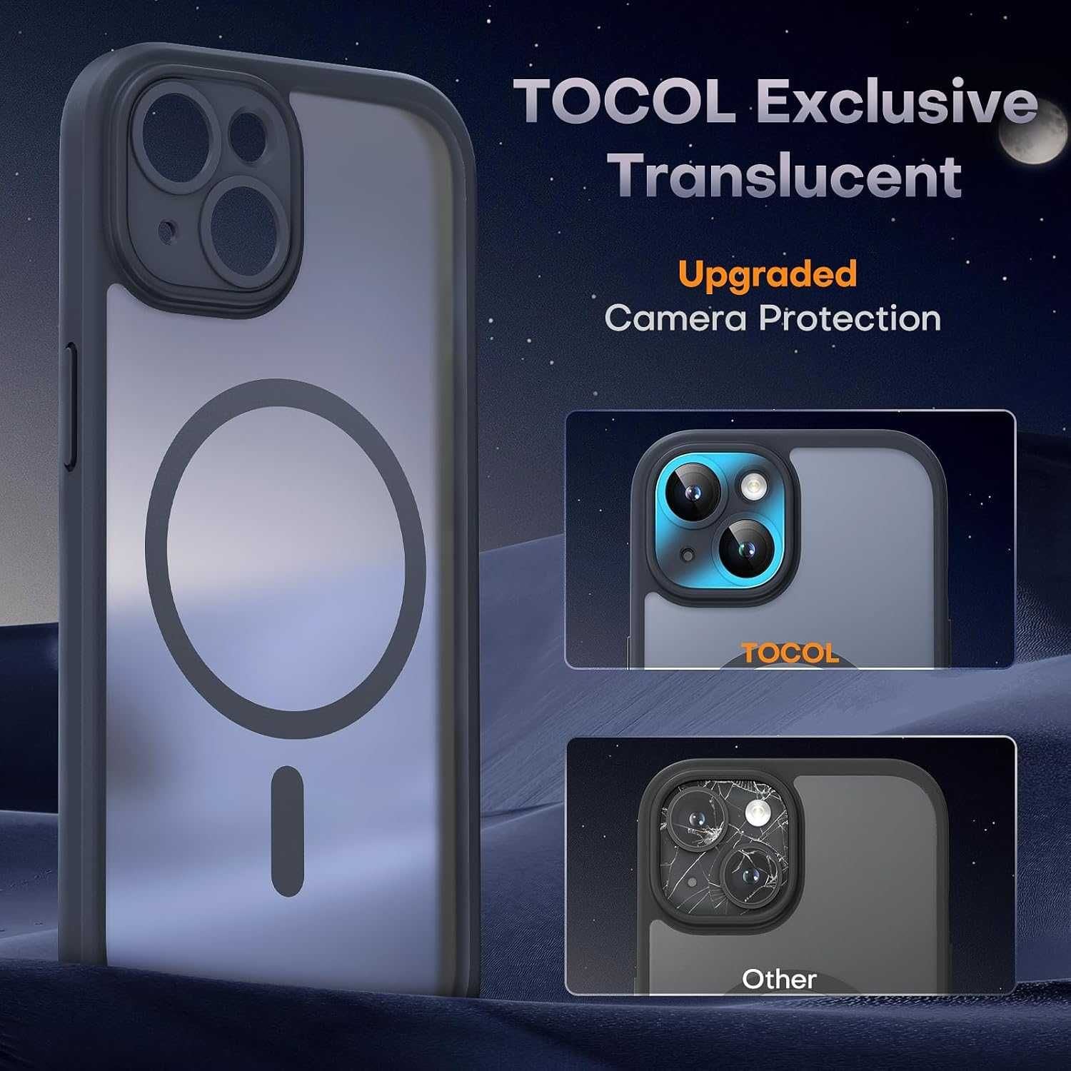 TOCOL 3w1 plecki iPhone'a 13 z 2 ochr.ekranu pasuje do MagSafe