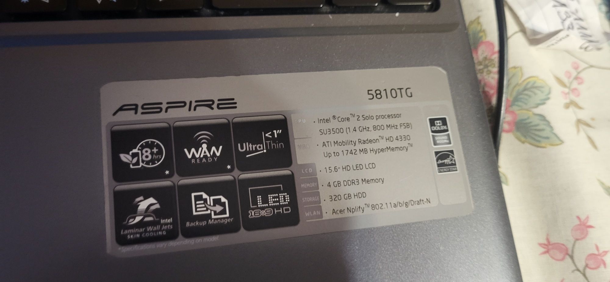 Acer Aspire intel core  Led HD 5810 hd