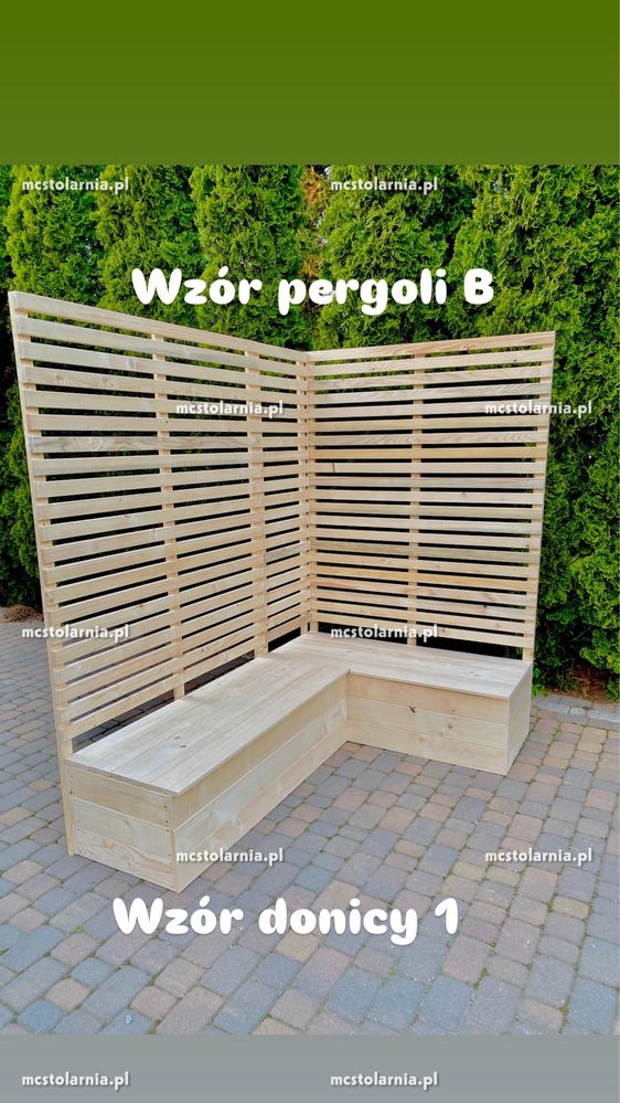 Donica z pergolą pod wymiar meble ogrodowe płot lamelowy na wymiar