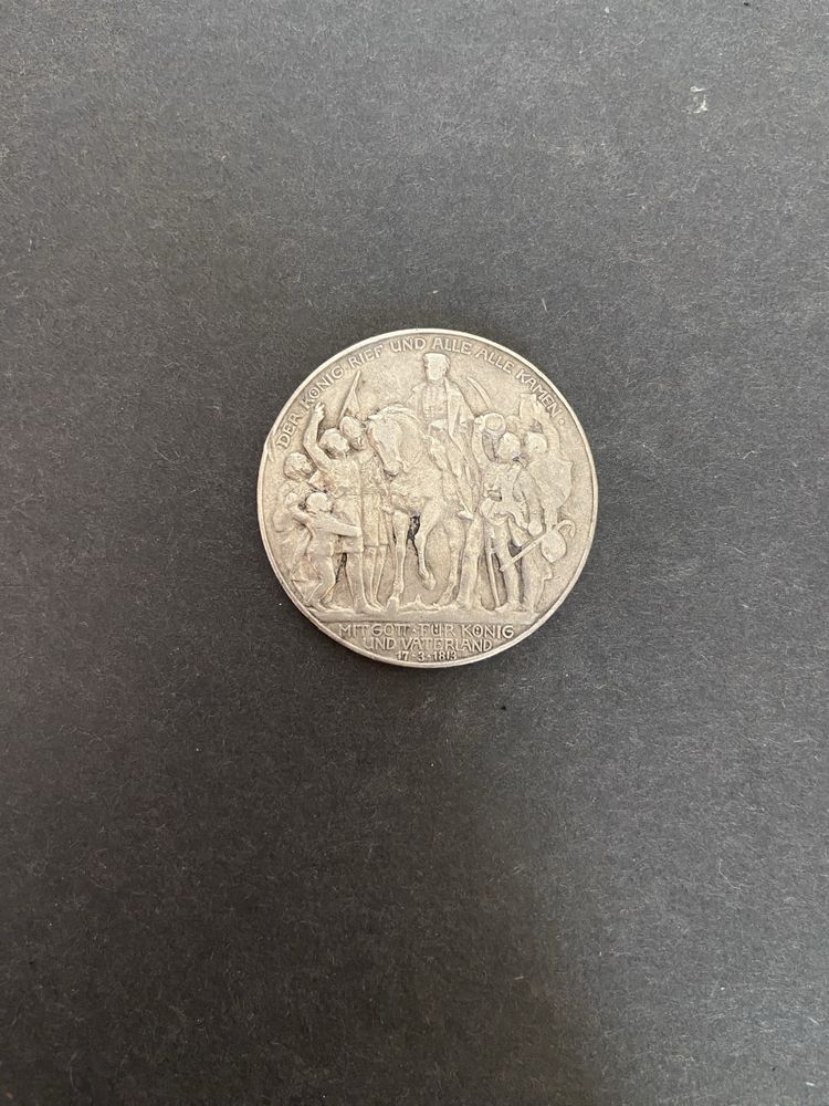 Moneta 3 Marki Bitwa pod Lipskiem Srebro 900 , 1913r