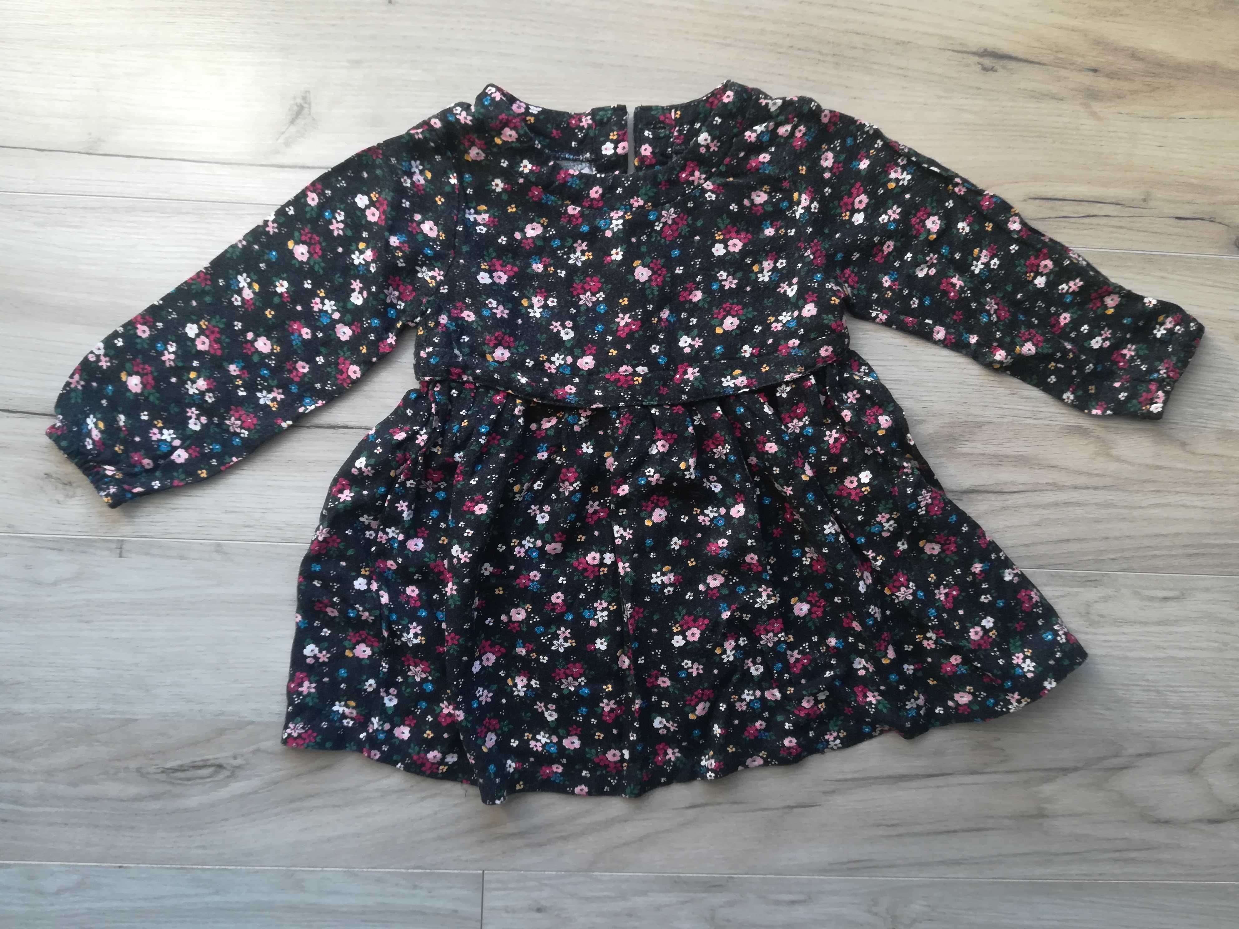 Czarna sukienka w kwiaty Primark 80