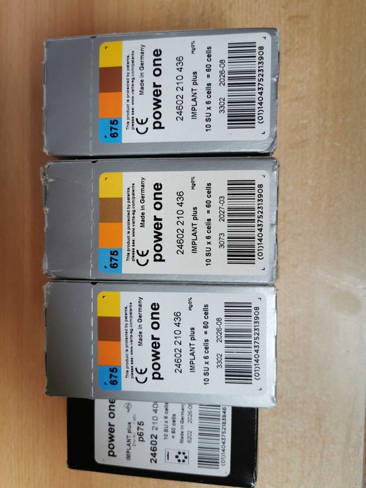 baterie słuchowe power one 675 implant plus