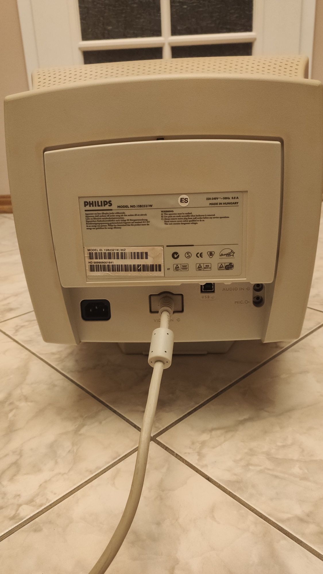 Montor CRT kineskopowy 15" Philips 15B2321W z głośnikami retro PC