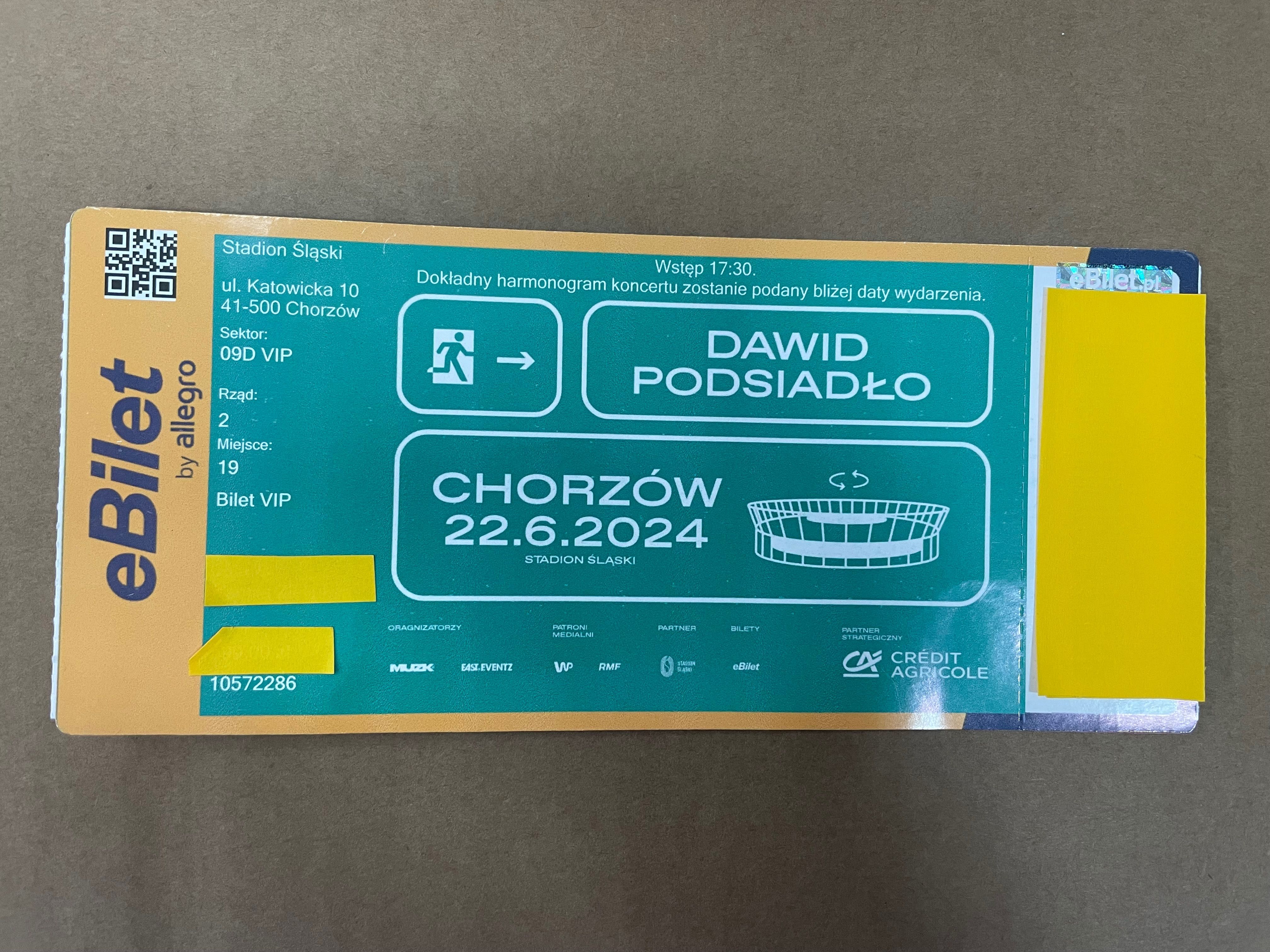 Bilety VIP na koncert Dawida Podsiadło Chorzów 22.06.2024 /2 SZT