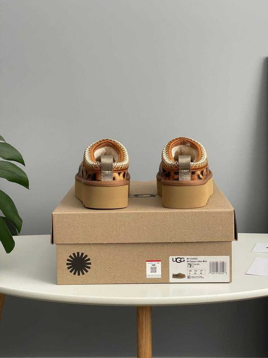 Женские тапочки UGG Tasman Platform Leopard 36-41 Натур Овчина! Топ
