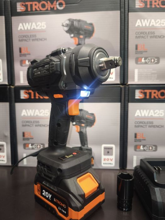 Гайковерт Stromo AWA25 (680 Нм,АКБ + ЗП). Ударний.Безщітковий