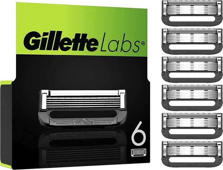 Gillette серія Labs, леза для гоління 4, 6, 8 лез в упаковці. Оригінал