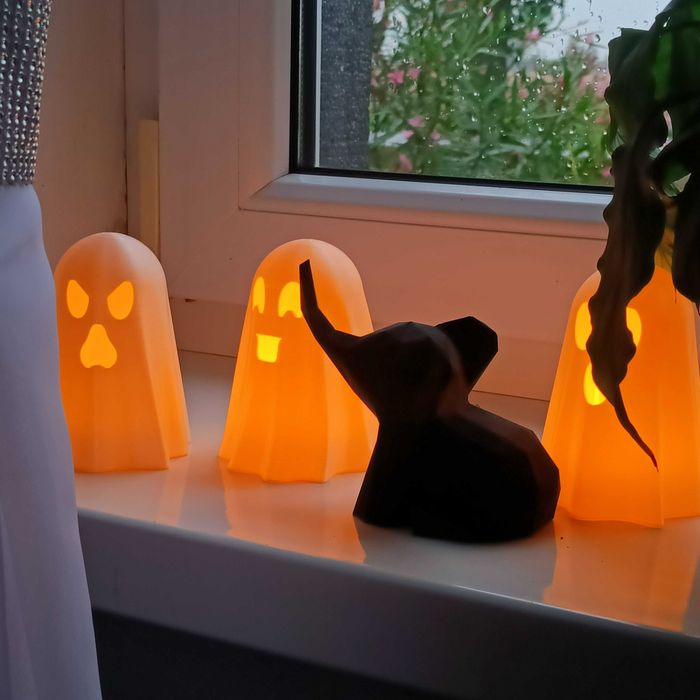 3x Figurka Ducha Dekoracja na Hallowen 10cm LED Dekoracja Ozdobna