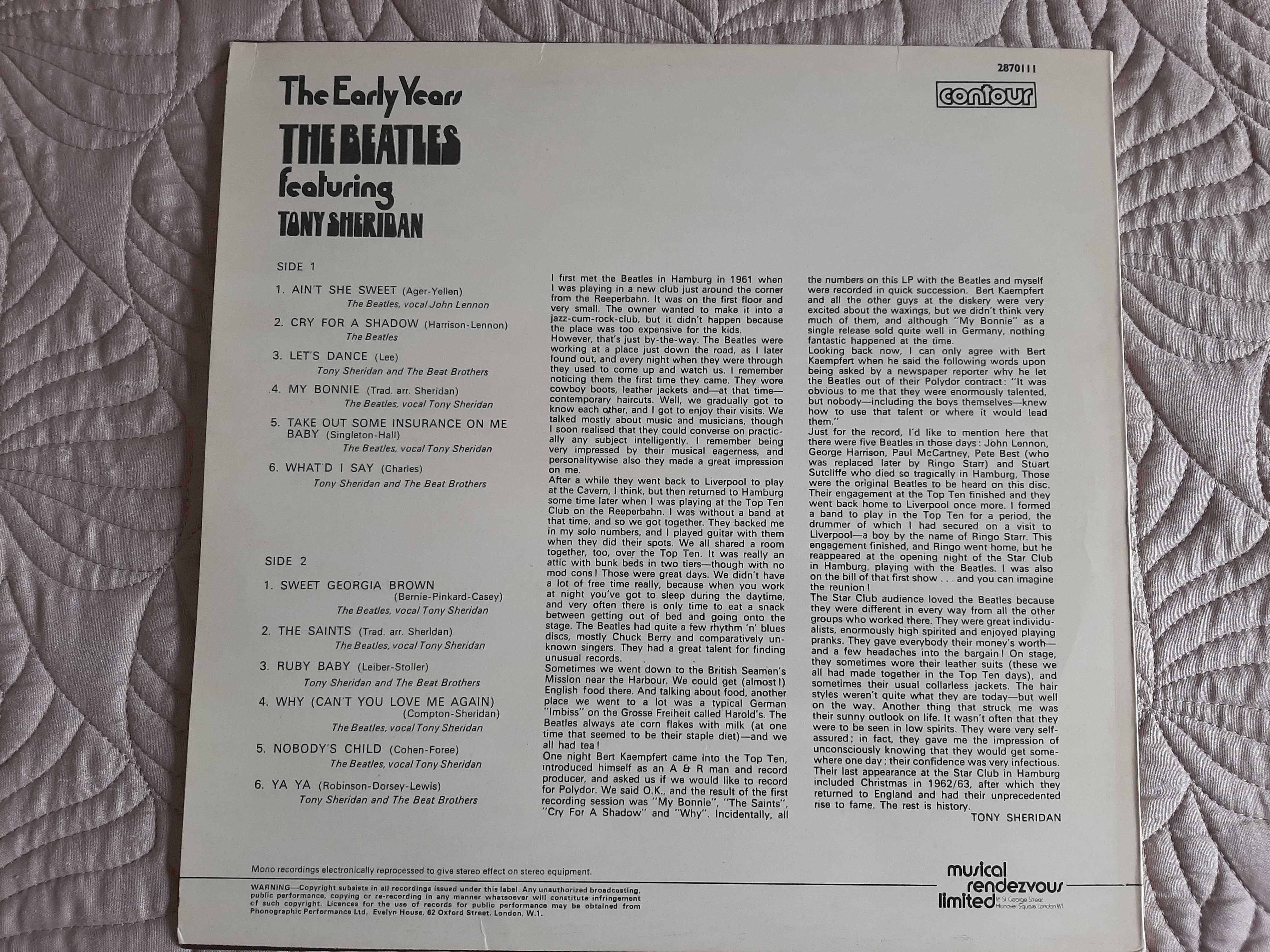 The Beatles Featuring Tony Sheridan - The Early Years - UK - Vinil LP