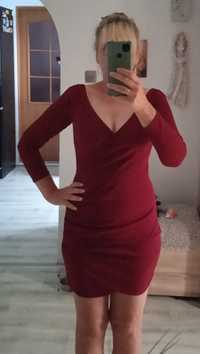 Krótka sukienka burgund