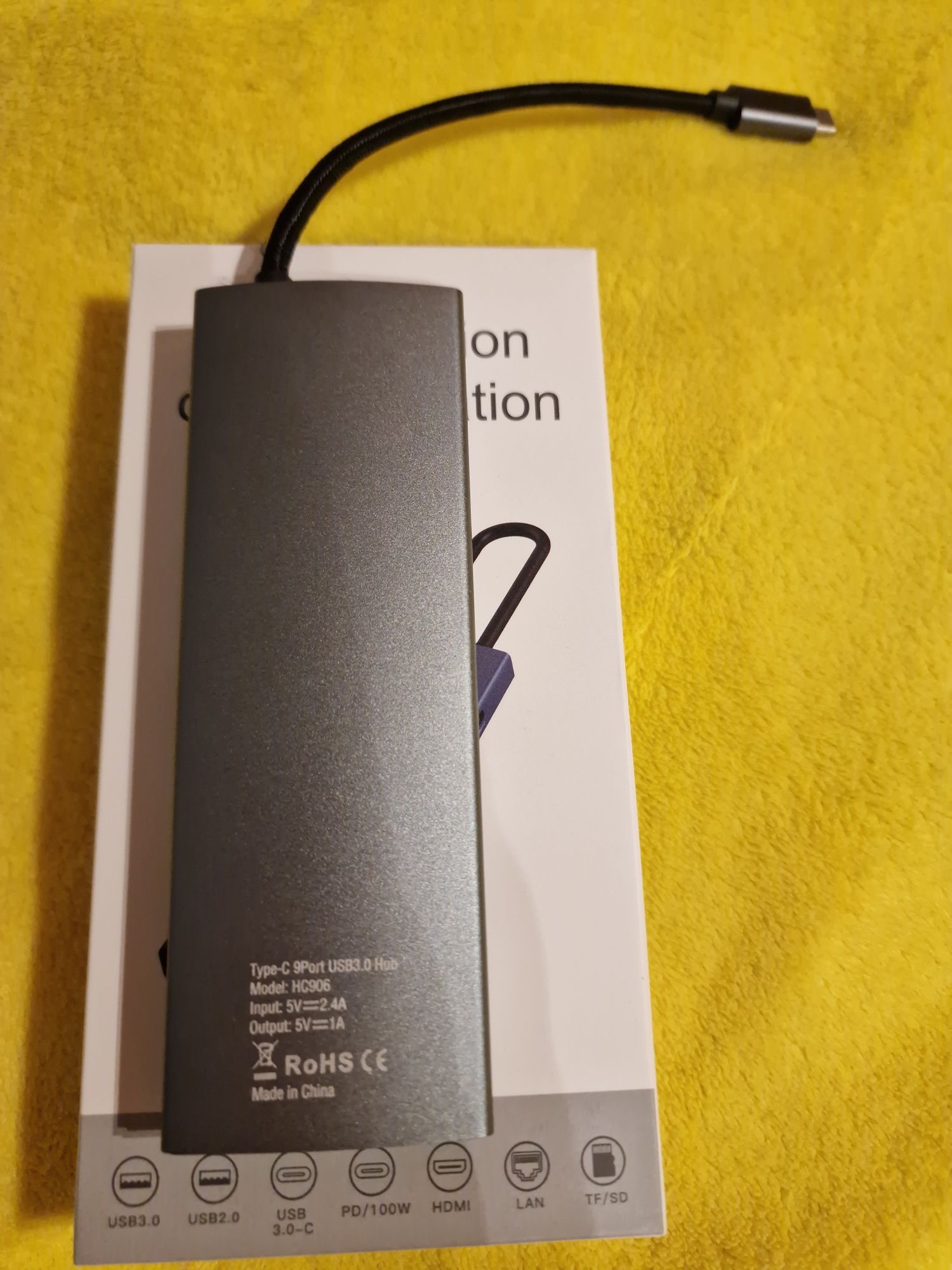 Stacja dokująca Hub USB C - HDMI 4K/60Hz, Gigabit Ethernet, PD 100W,