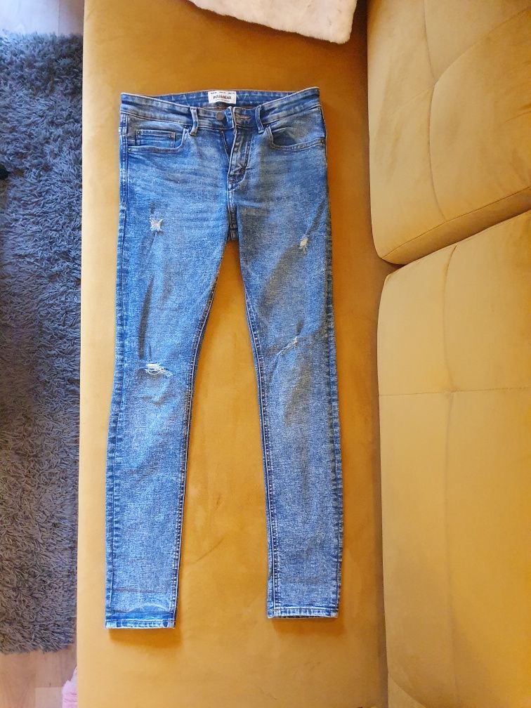 Męskie jeansy skinny fit rurki Pull&Bear