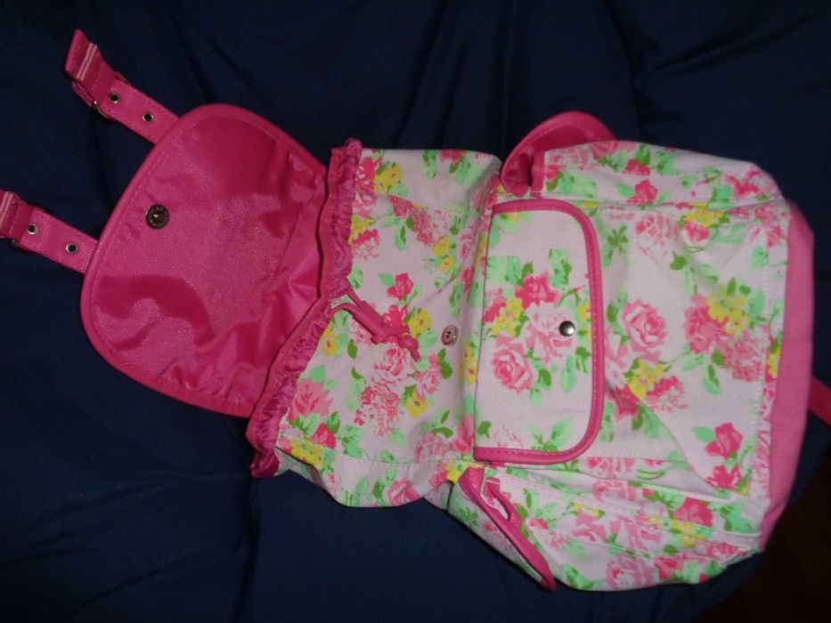 okazja LAURA ASHLEY girls nowy pojemny plecak różowy w kwiaty prezent