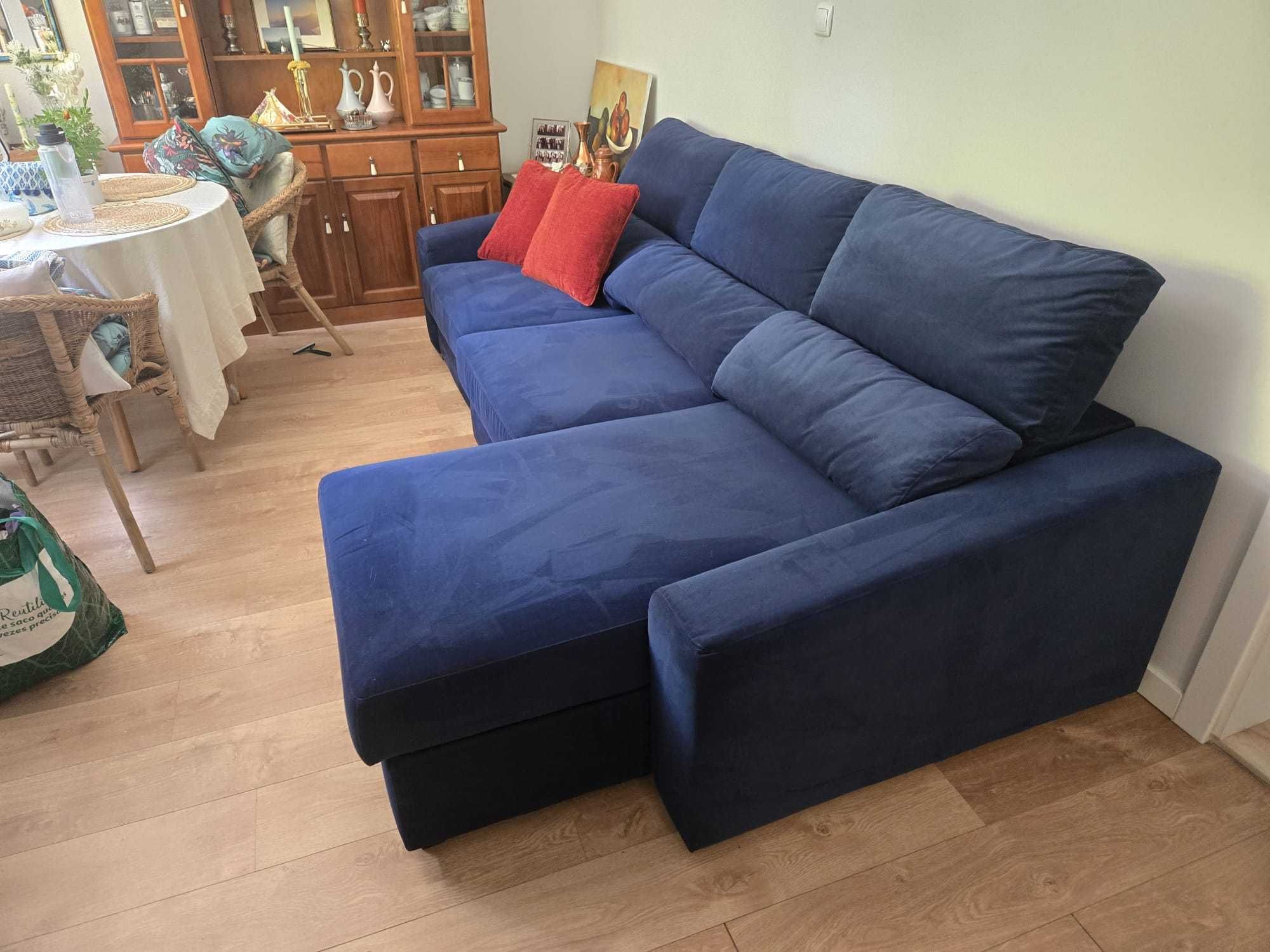 Sofá-cama azul-marinho com arrumação—reclinável/confortável/versátil!