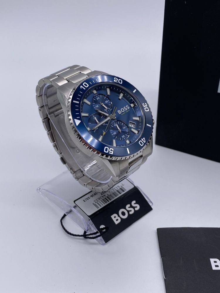 Zegarek Męski Hugo Boss Boss Admiral Srebrny Niebieska tarcza Premium