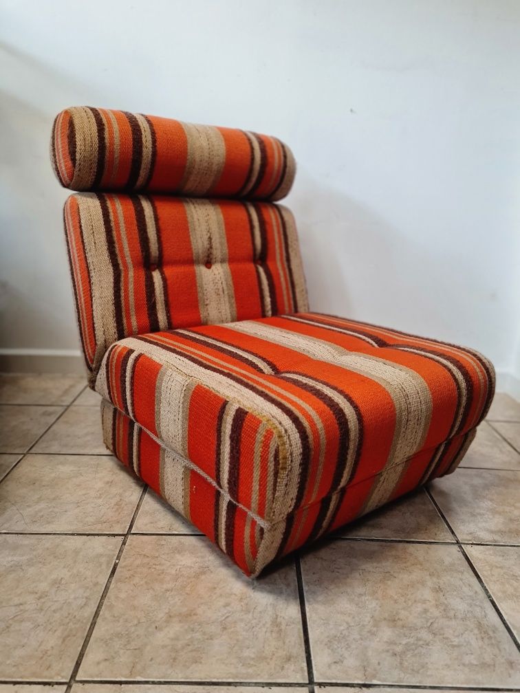 Fotel rozkładany, sofa jednoosobowa lata 70.vintage design,Mid-century