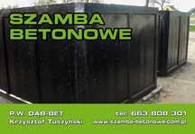 Szamba betonowe, zbiorniki na deszczówkę.