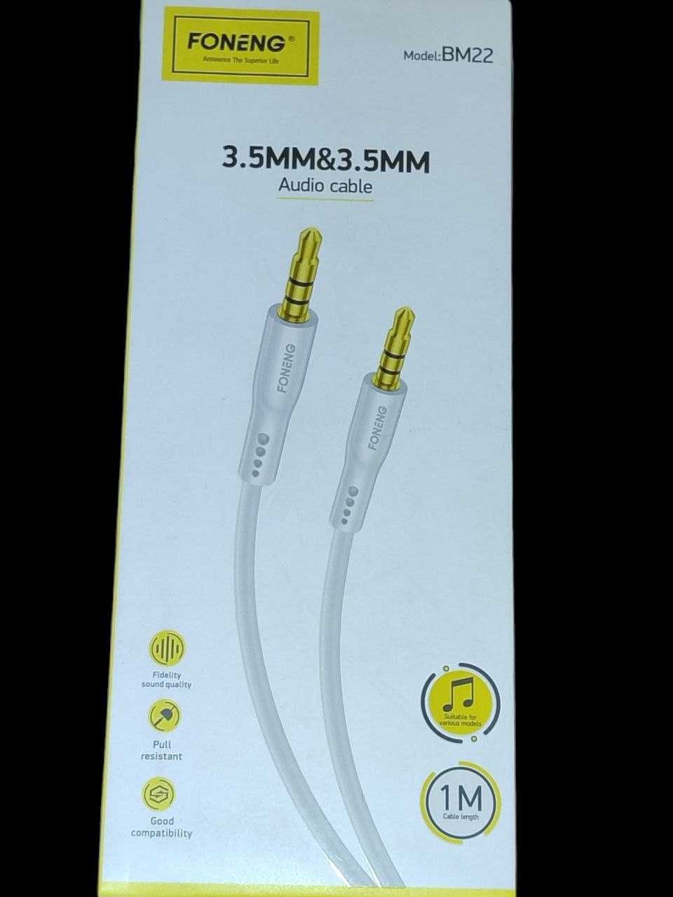 Кабель AUX Foneng BM22 Audio Cable 3.5mm to 3.5mm 100cm White\Black