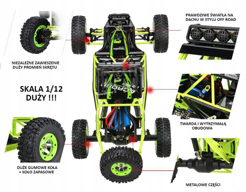 Wltoys 12427 - 50 km/h Szybki samochód RC 1/12 2.4G 4WD