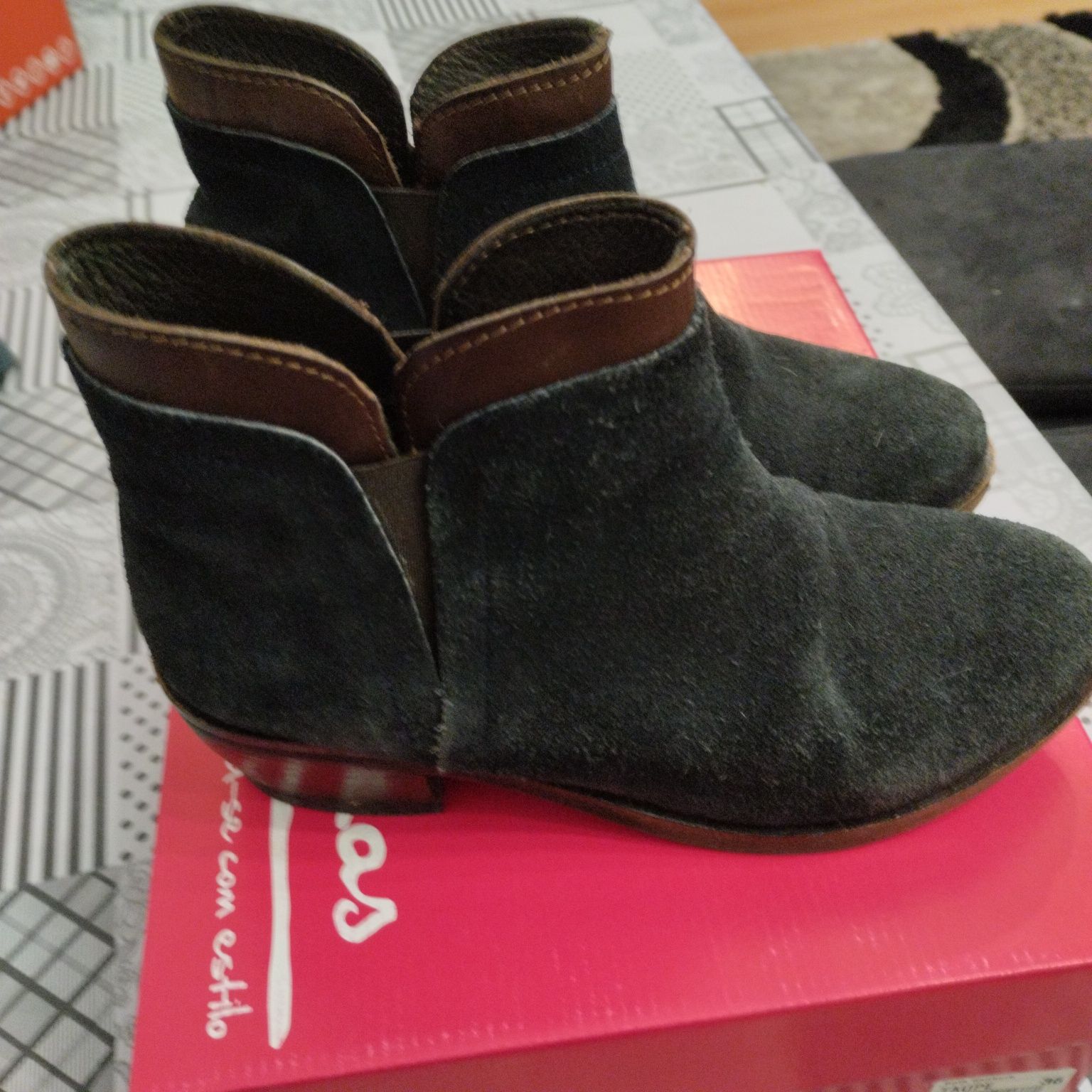 Botas azuis em camurça 36