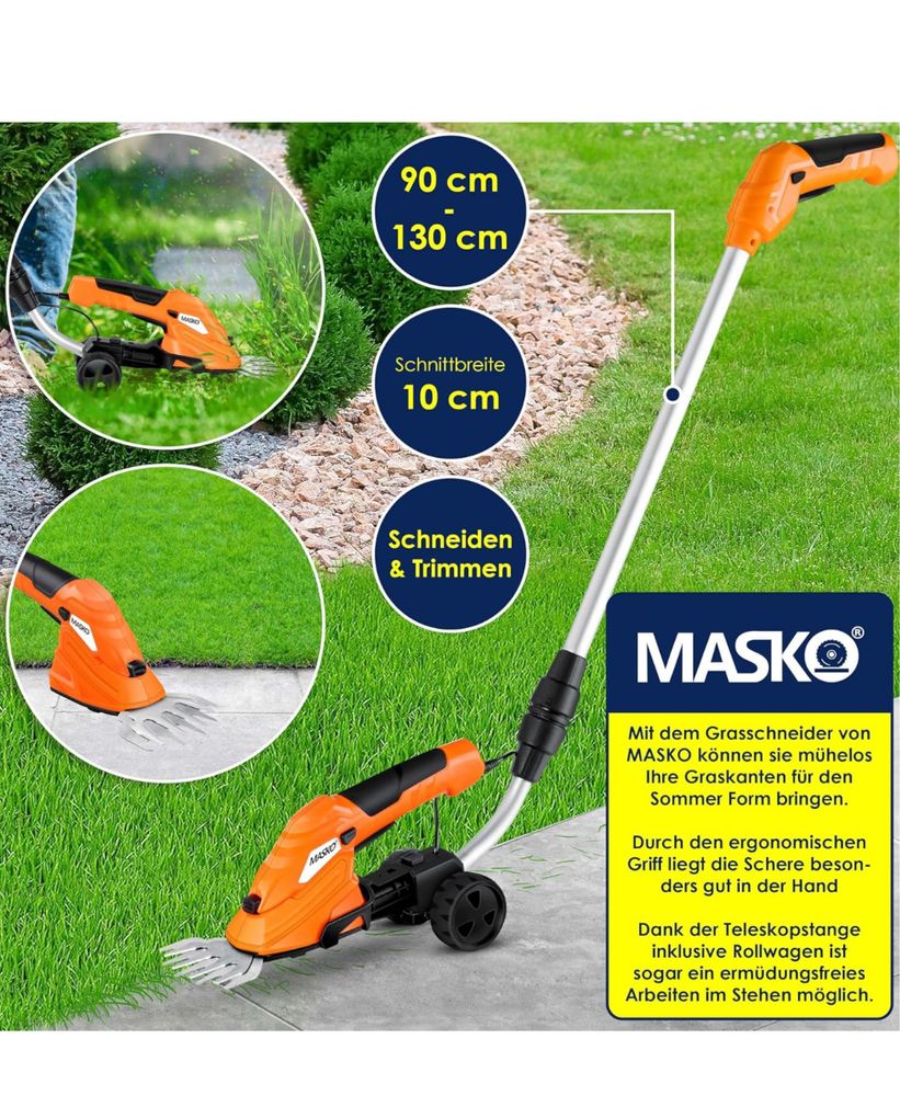 MASKO® Nożyce do trawy zestaw nożyc do krzewów z akumulatorem 7,2 V