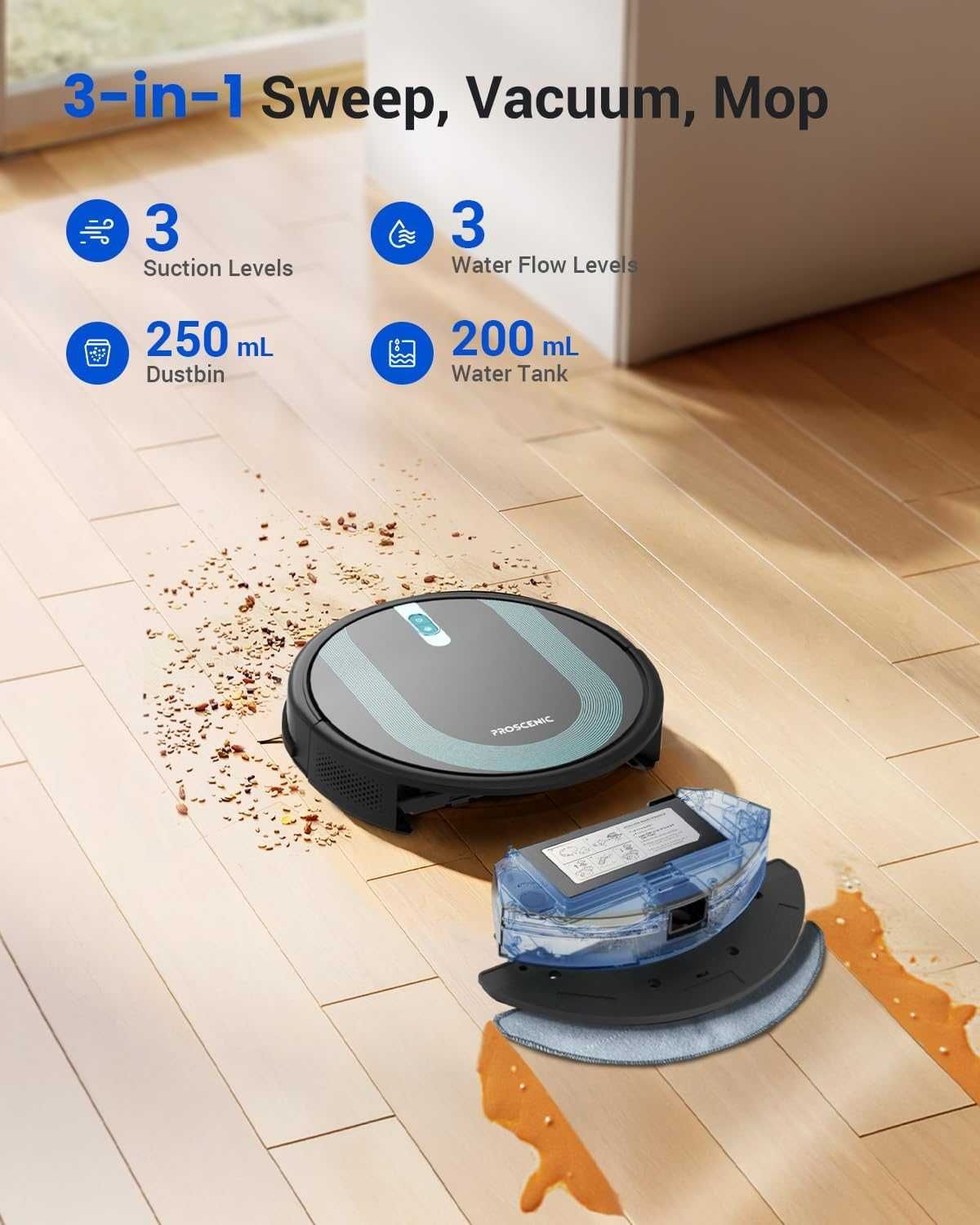 Robot Sprzątający Mopujący Proscenic 850T WiFi 3000Pa MOCNY