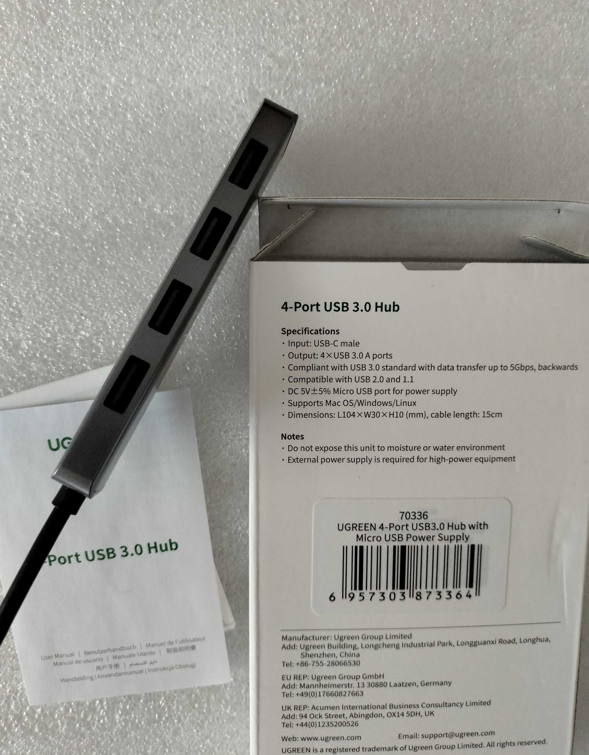Ugreen 4-port usb 3.0 hub, юсбі хаб