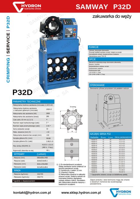Zestaw do zaciskania przewodów DELUXE do 2" 4SP SAMWAY zakuwarka P32D