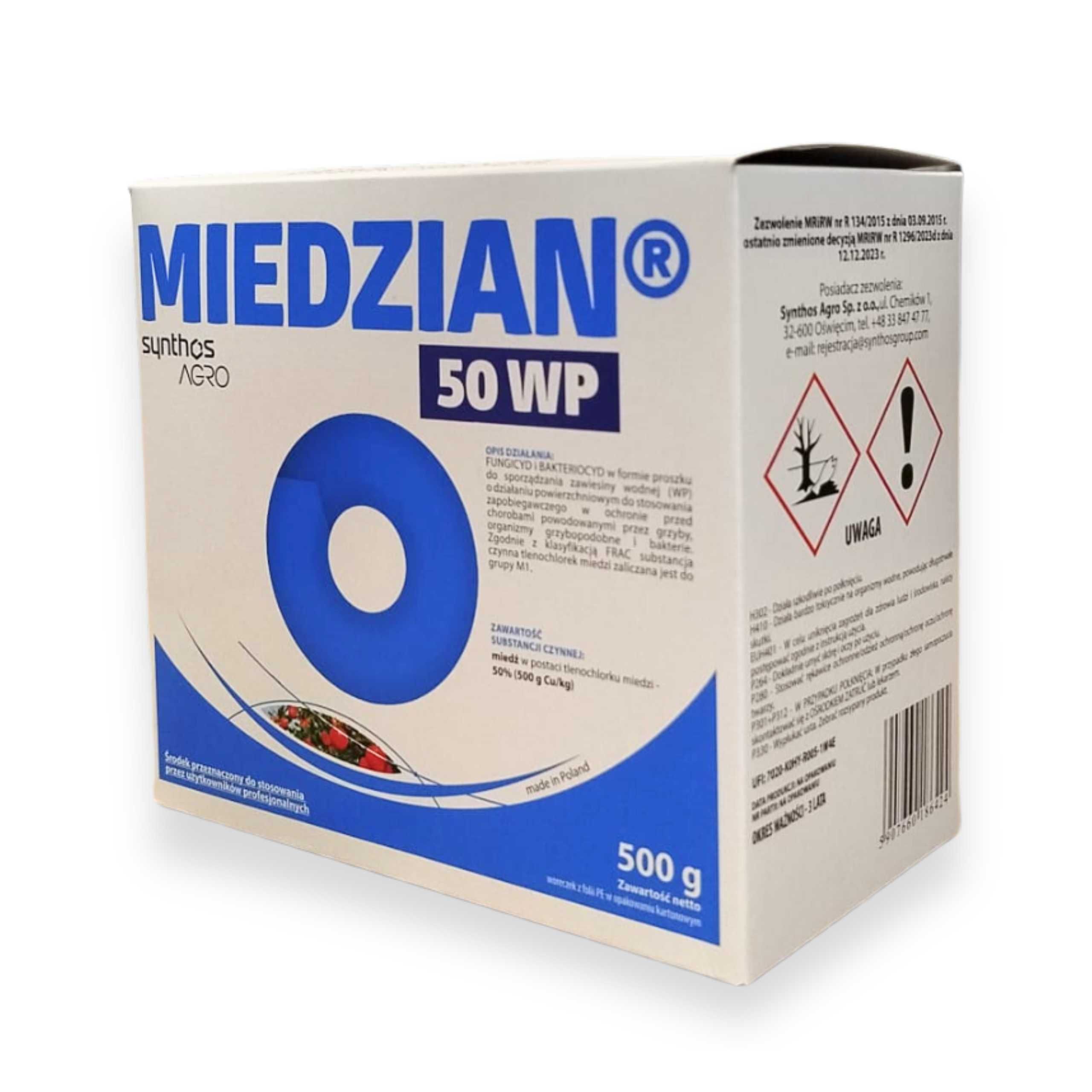 MIEDZIAN 50 WP 0,5 KG Środek grzybobójczy Fungicyd z miedzią