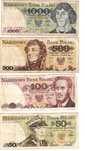 Zestaw czterech banknotów z epoki PRL #5.
