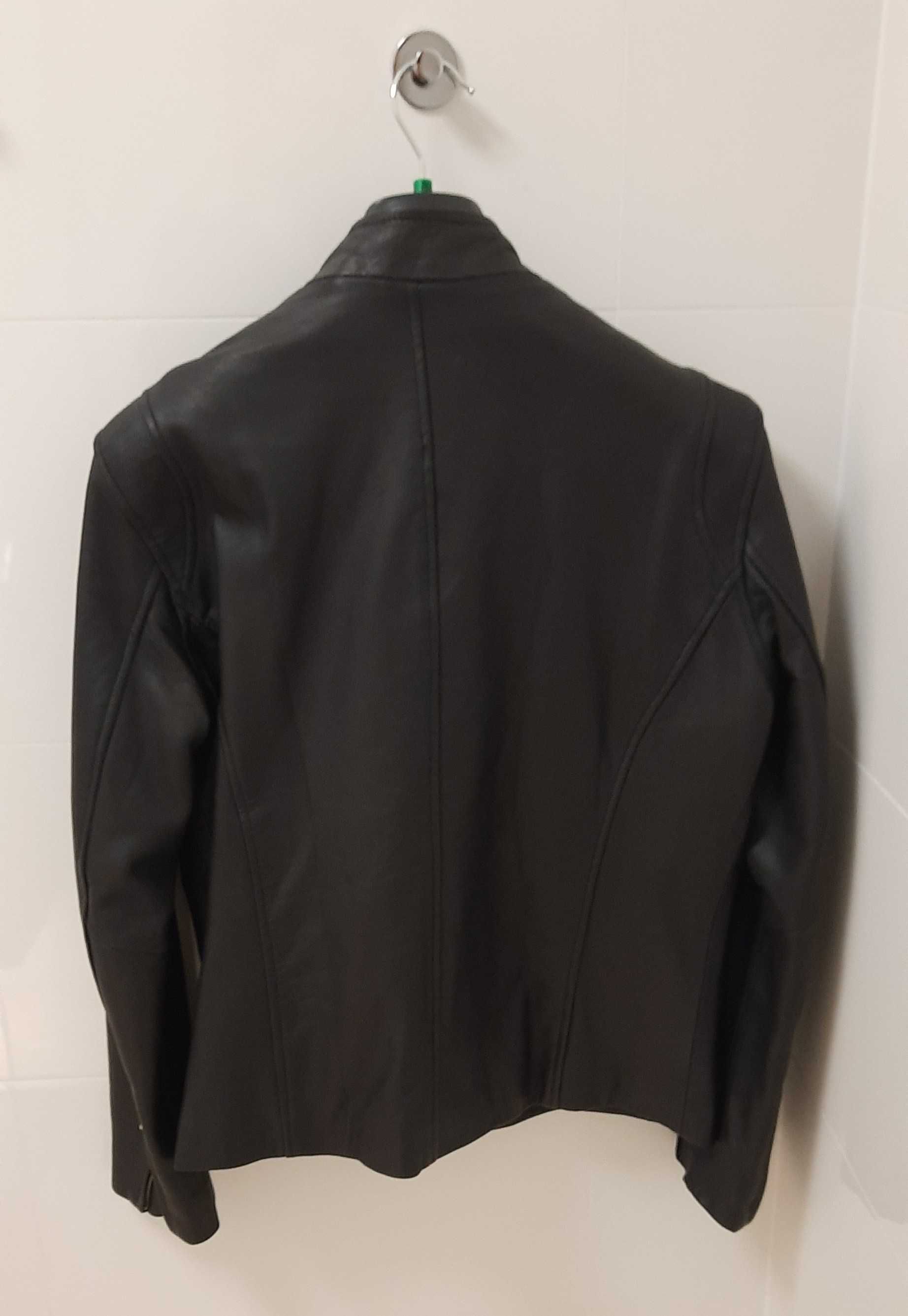 Kurtka skórzana The Jacket Maker Ionic Black Leather Jacket  rozmiar M
