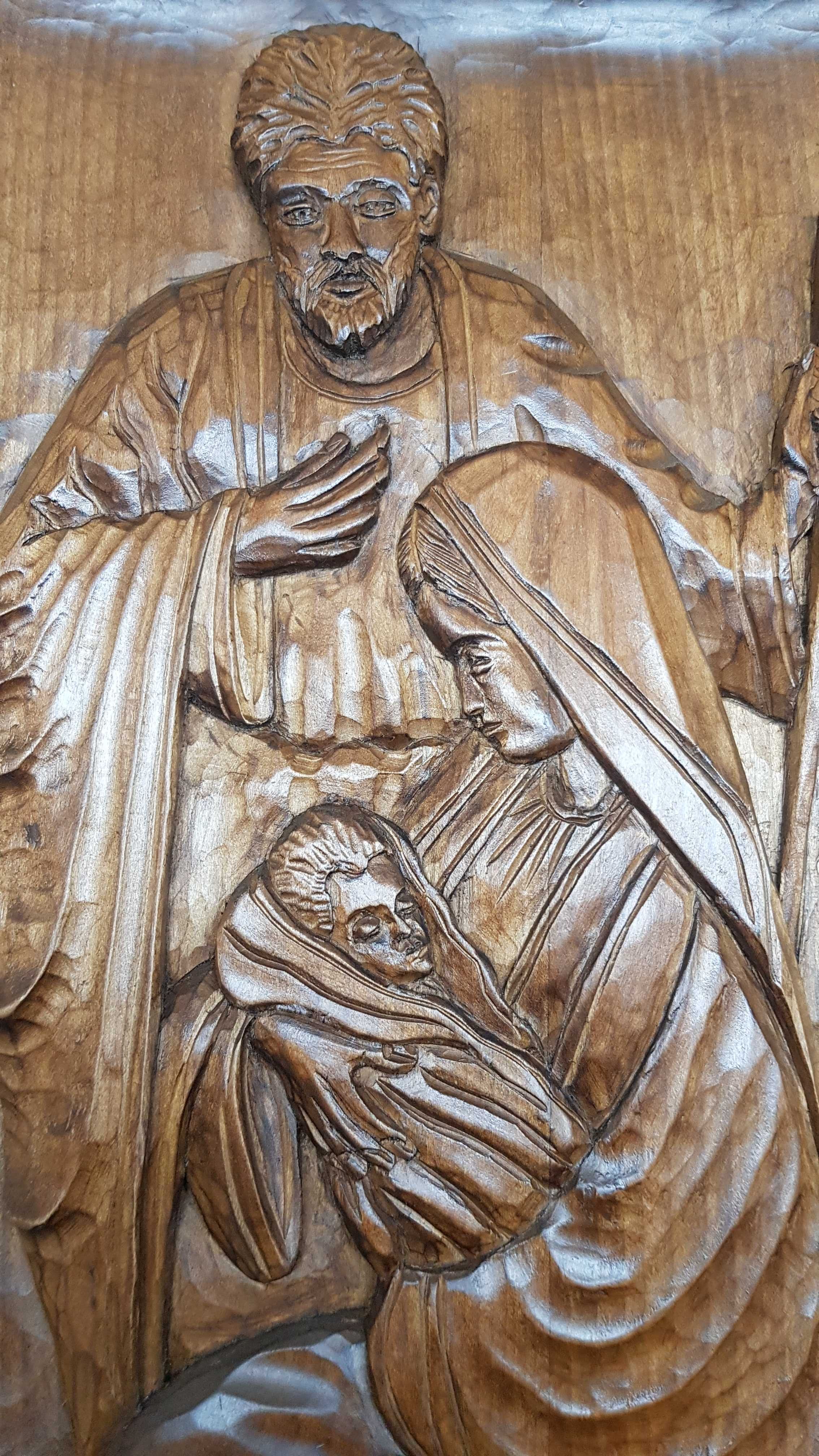Rzeźba Święta Rodzina Matka Boska Jezus Józef sakralna płaskorzeźba