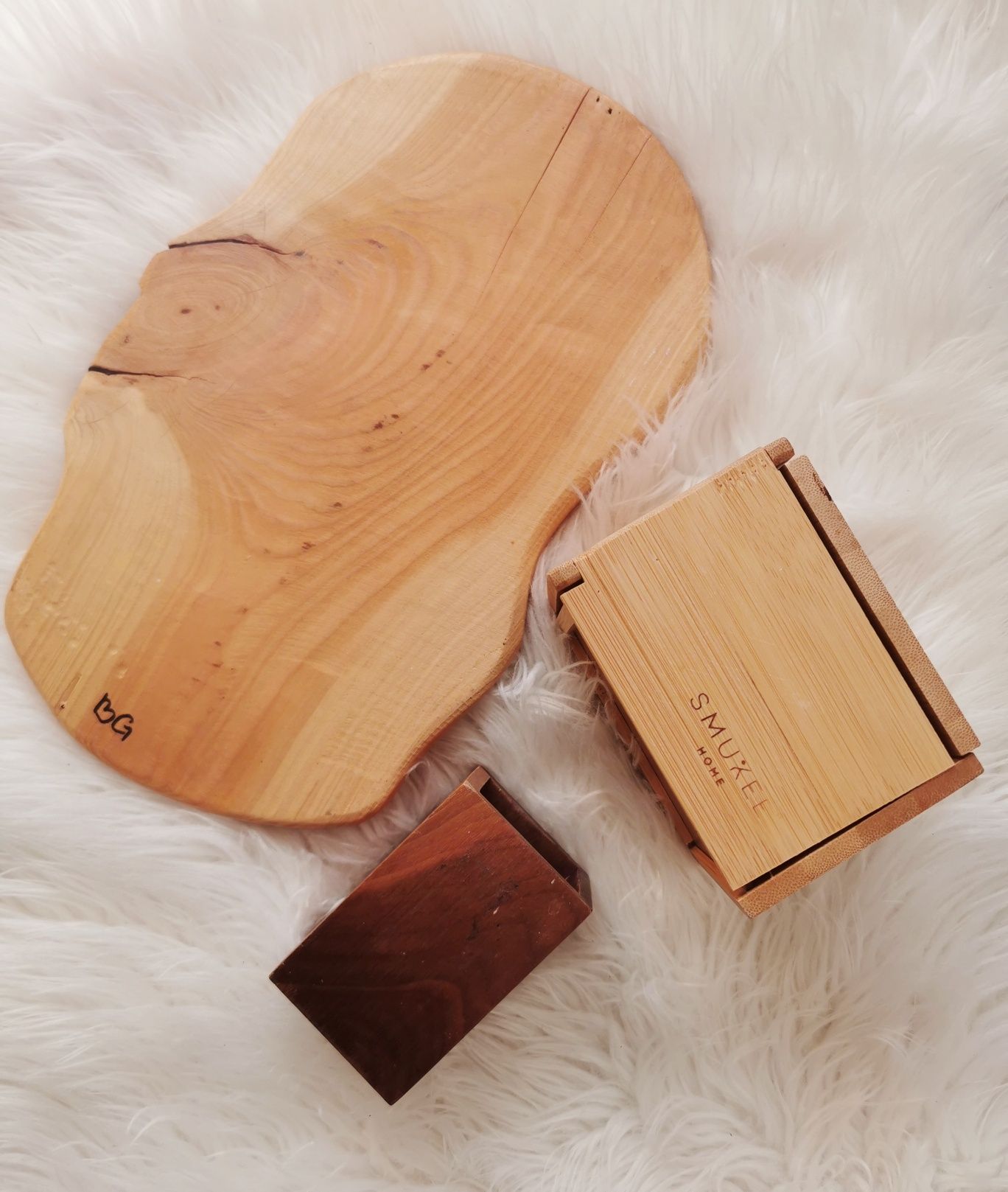 drewniany boho zestaw deska szkatułka organizer drewno naturalne