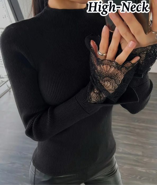 Водолазка чорна із мереживом