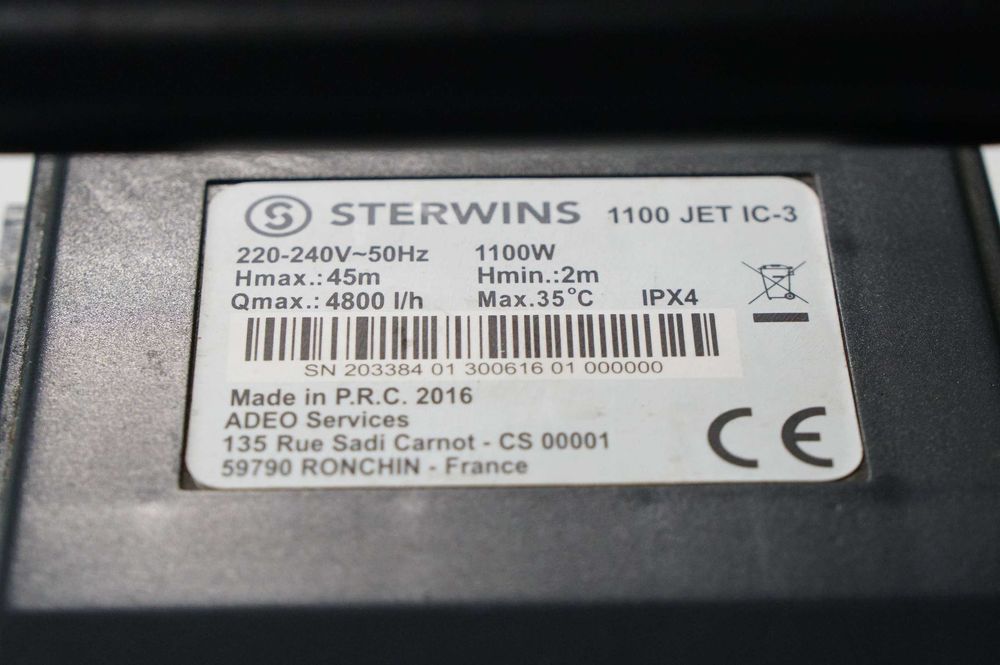 Pompa ogrodowa powierzchniowa STERWINS 1100 Jet IC-3 4800l/h 1100W