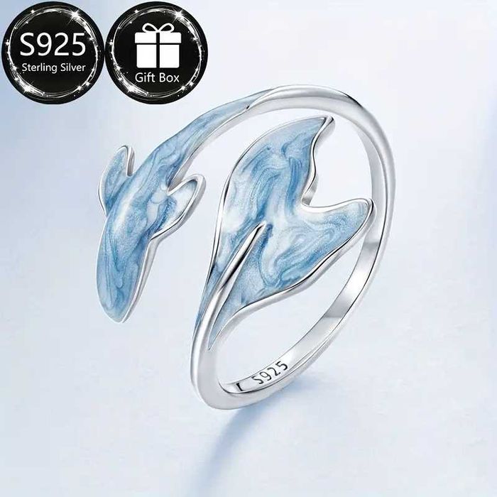 Кільце з відкритим дизайном у вигляді рибки гуппі зі  срібла