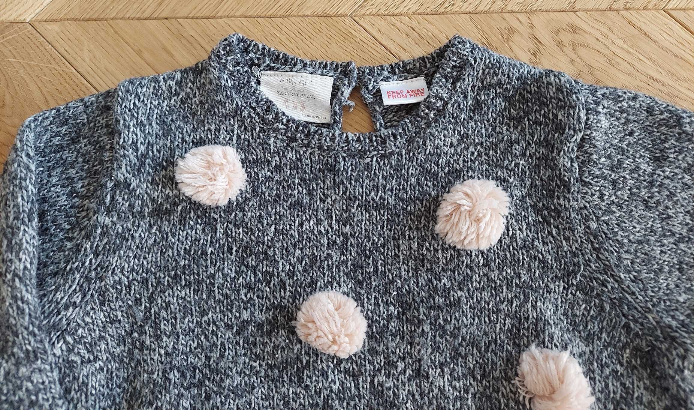 Sweter Zara baby girl rozm 98 cm szary